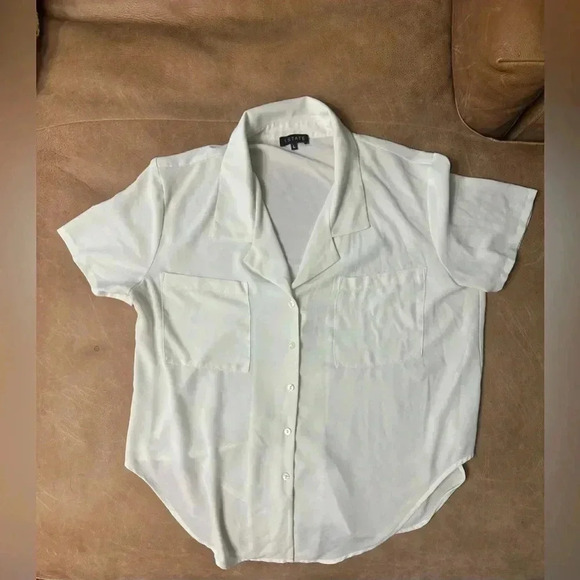1. State Women’s Cream Button Down Collared Blouse Size Large - Picture 2 of 7